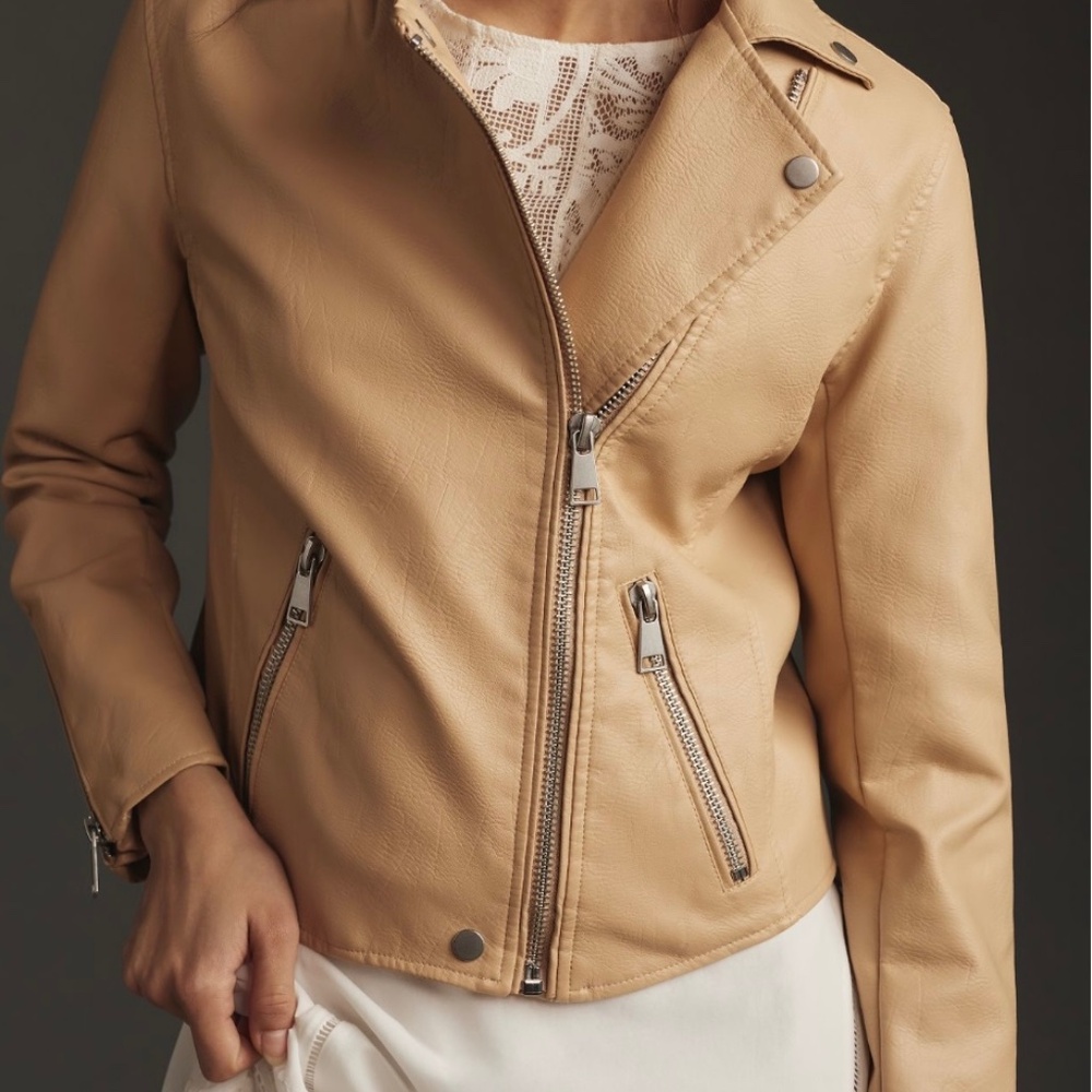 Faux Leather Moto Jacket Size M